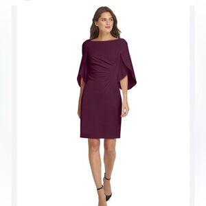 DKNY wine colored Sheath Dress with Bateau Neckline and Dolman Sleeves- NWOT- 8
